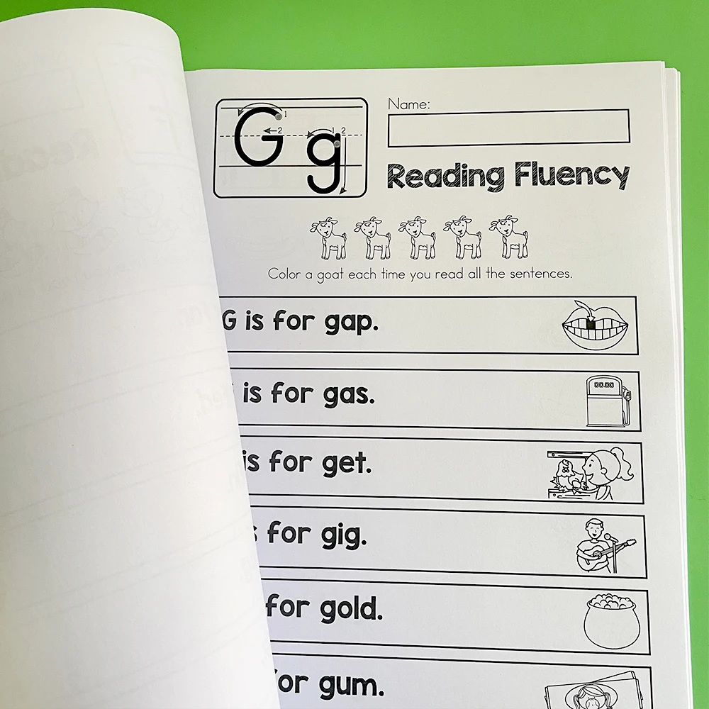 26 Pages English Letters Phonics A-Z Reading Fluending Montessori Alphabet Children's English Early Education worksheet 4