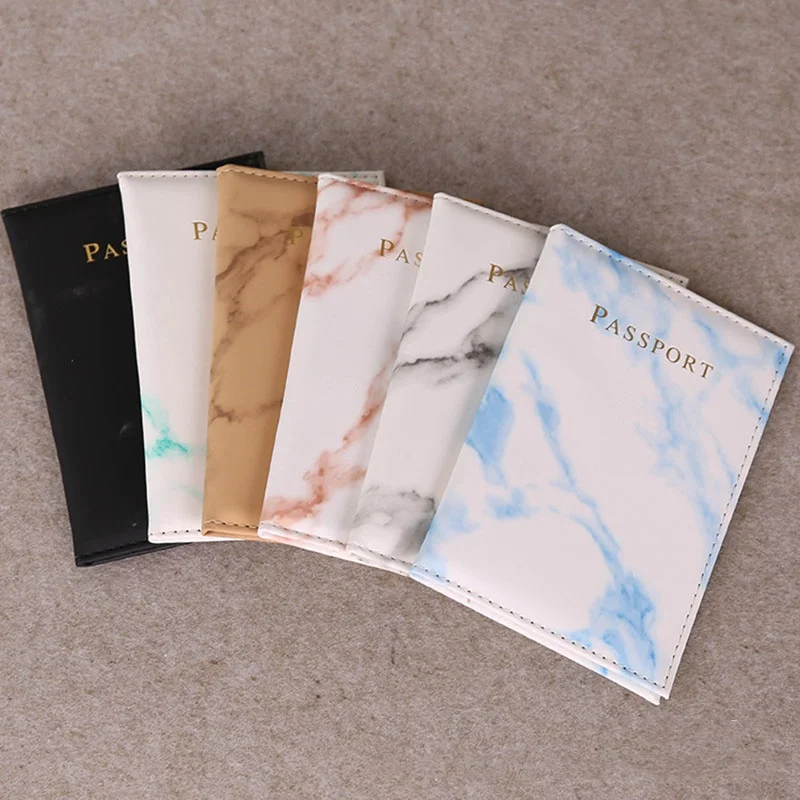 

Fashion Women Men Passport Cover Pu Leather Marble Style Travel ID Credit Card Passport Holder Packet Wallet Purse Bags Pouch