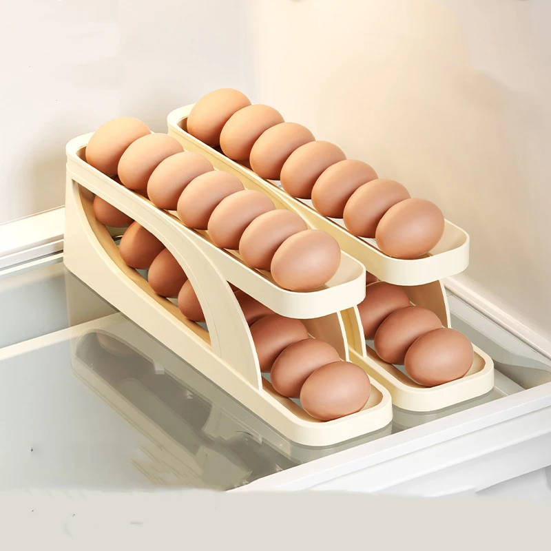 

Double-Layer Automatic Egg Roller, Rolling Egg Holder, Refrigerator Side Door, Kitchen Countertop, Anti-Drop Storage Box