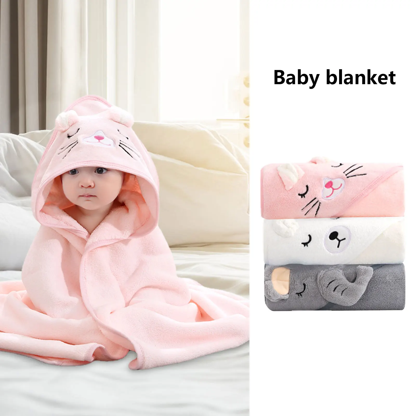 

Toddler Baby Hooded Towels Newborn Kids Bathrobe Super Soft Bath Towel Blanket Warm Sleeping Swaddle Wrap for Infant Boys Girls