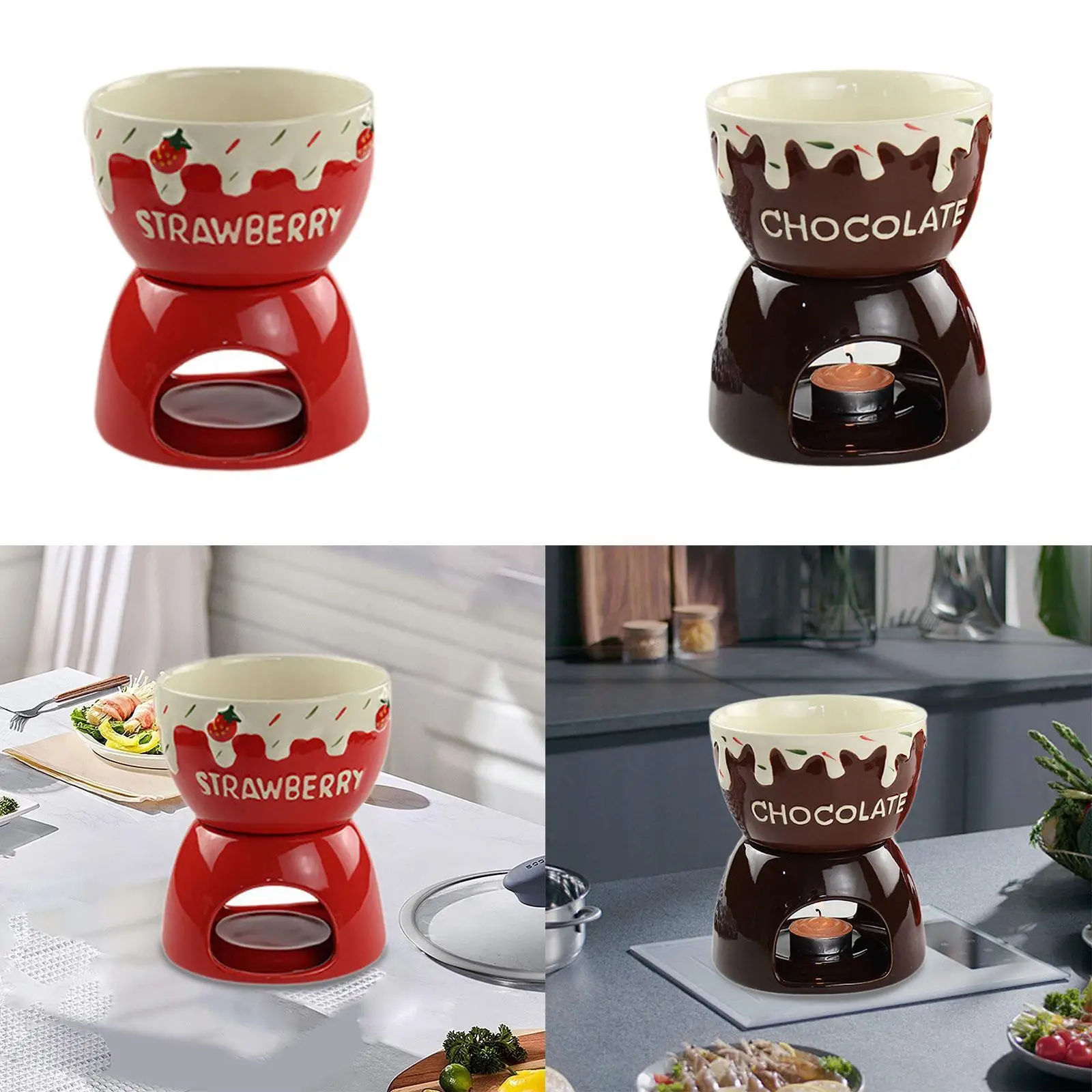 Chocolate Fondue Pot Kitchen Appliances Butter Warmer Set for Caramel Butter