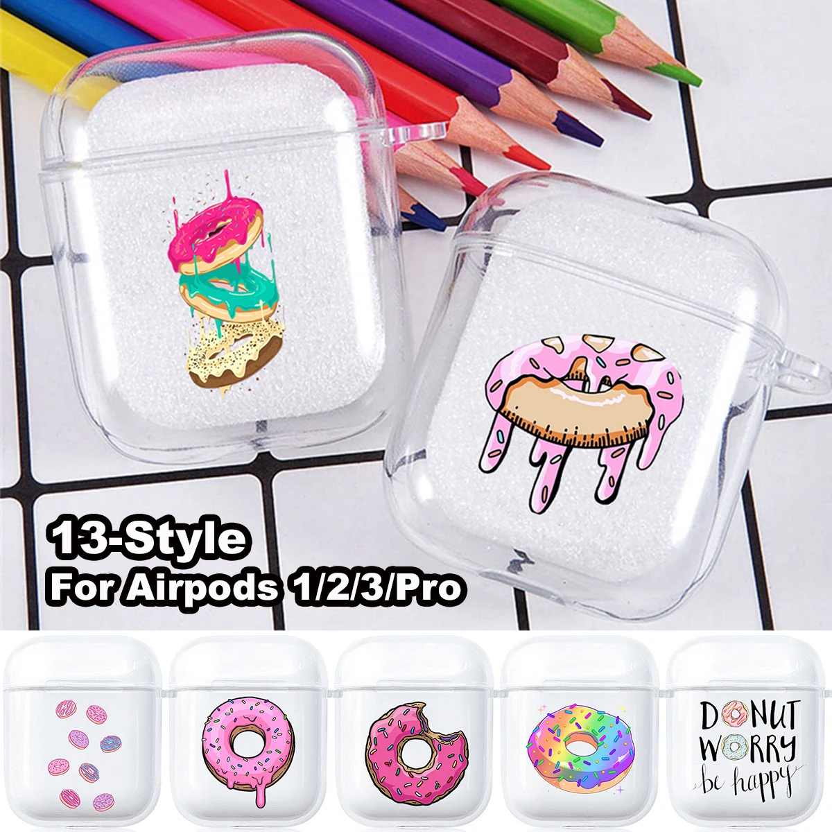 Cute Cartoon Donut Airpods Case Headphones Cover Cool Airpod Cases Air Apple Pro 3 2 Pods Earphone Box Coque