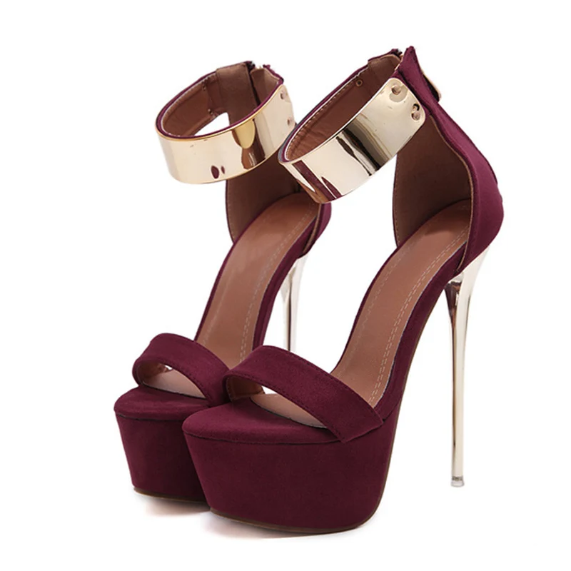 Liyke Fashion Design Metal Ankle Cover Strap Women Sexy 16CM Sandals Platform High Heels Party Club Stripper Pole Dance Shoes 4