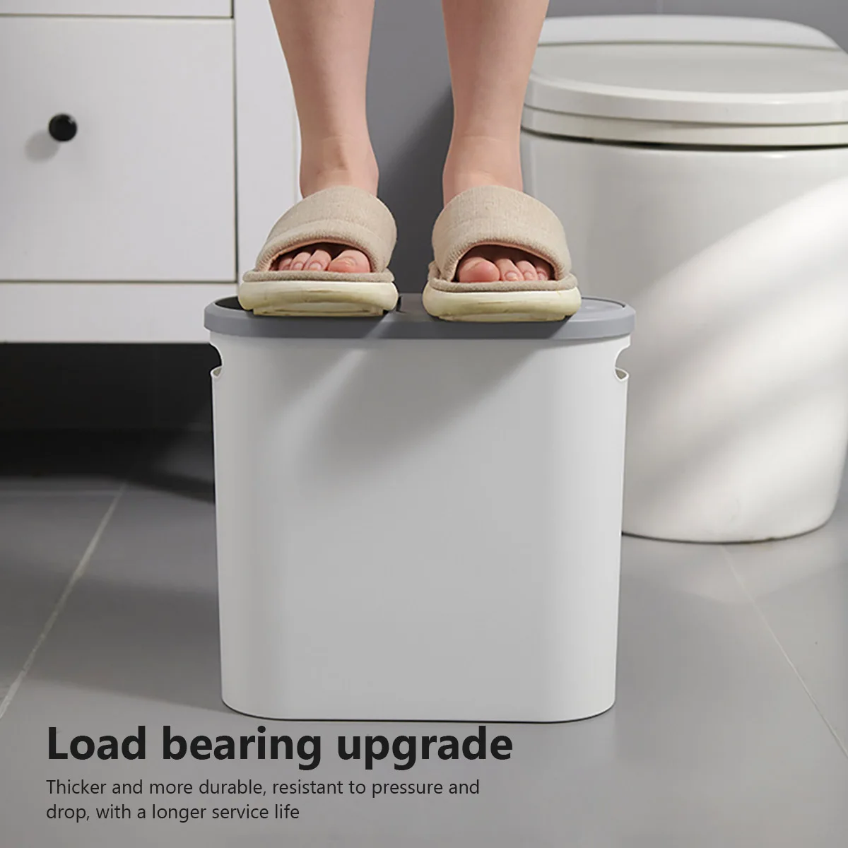 Trash Can 10L Bathroom Press Type with Lid for Kitchen Bedroom Living Room Toilet Bucket Waste