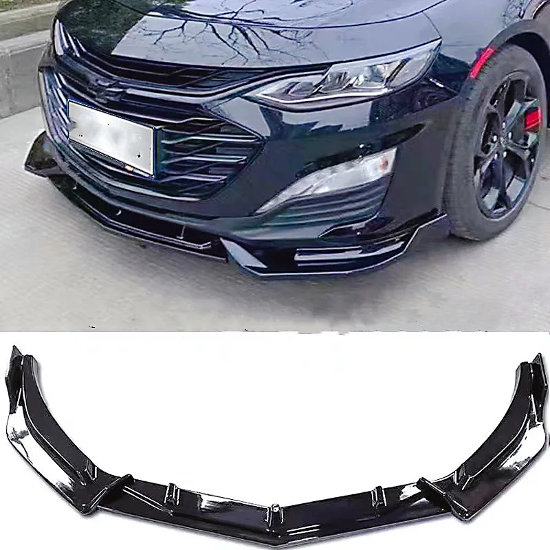 For-Chevrolet Malibu XL 3 pcs/Set ABS Plastic Car Front Bumper Lip Diffuser Spoiler Gloss Black Body Kits Tuning