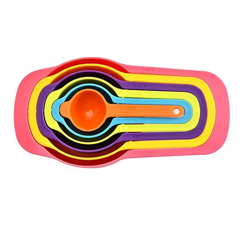 Plastic Measuring Cups Measuring Spoon Graduated Coffee Milk Tea Baking Tools 6PCS measuring cup and spoon set