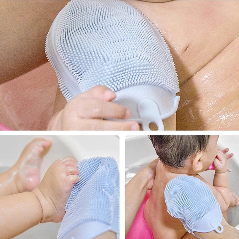 1pcs Silicone Massage Bath Brush with Hook Soft Exfoliating Bath Gloves Baby Showers Cleaning Brush Remover Scrub Showers Bubble 2