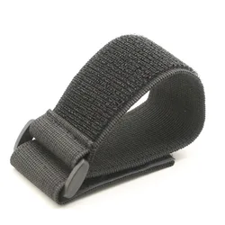 Customizable Elastic Hook and Loop Nylon Strap with Reverse Buckle - 20mm (Black - 2X20CM)