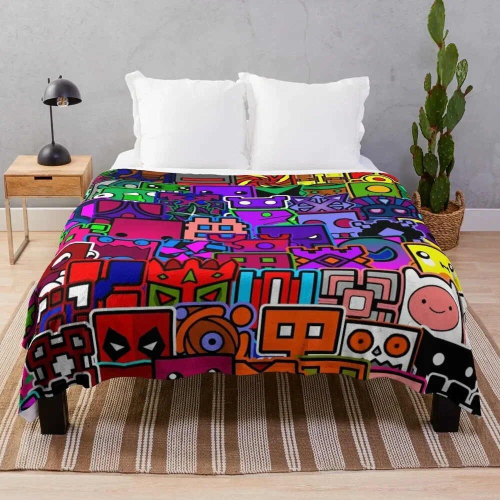 

geometry Throw Blanket Retros Flannel Fabric Fluffy Shaggy Blankets