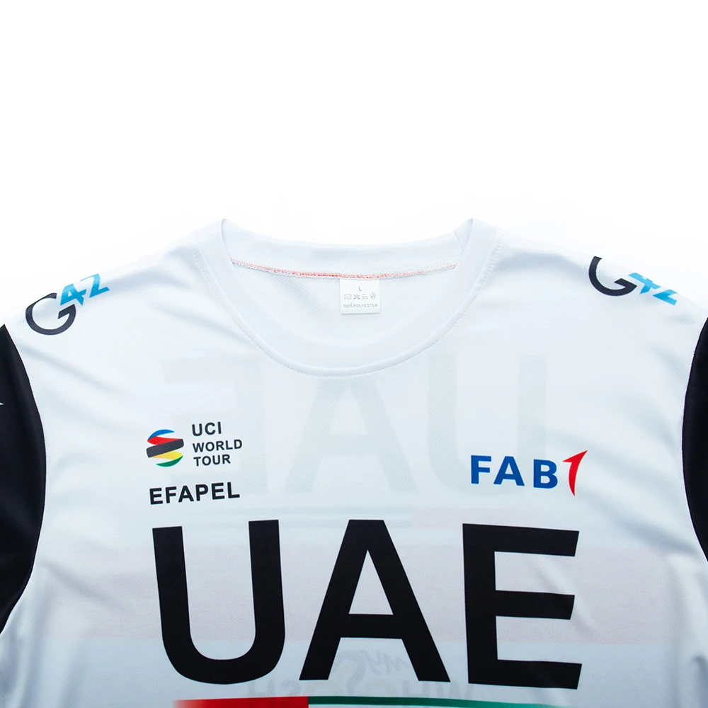 White UAE Cycling Jersey 2024 Men's fashion Quick Dry Running Tshirt Bike Maillot Sports Football T-shirt Clothing