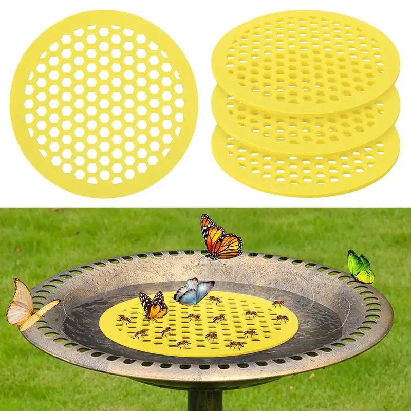 1pcs Yellow Floating Bee Island Tray Butterfly and Bee Water Feeder for Garden Pond Decoration, Bee Insect Drinking Tray