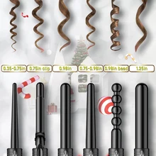 

Curling Stick Set 6-in-1 Curling Iron Ceramic Curling Wand with Temperature Display and Heat Setting Interchangeable Hair Tube