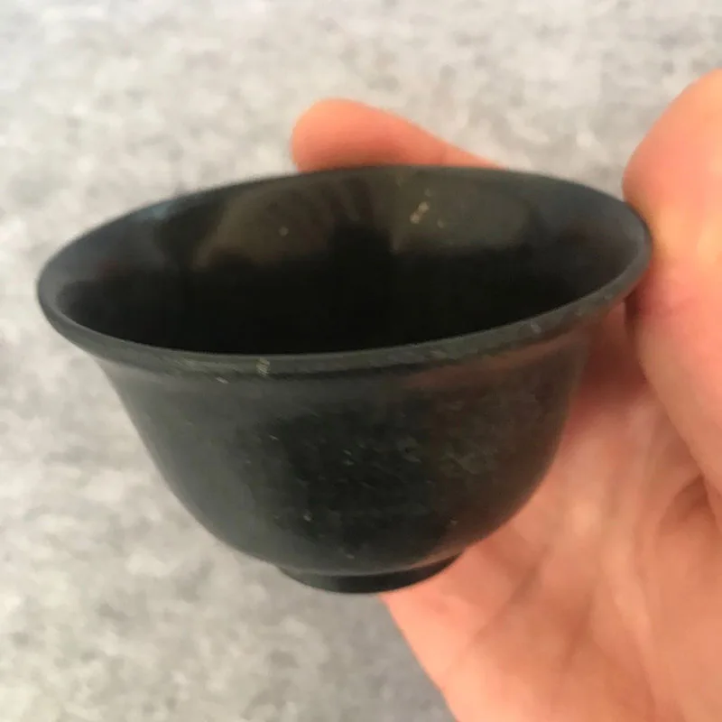 Natural Green Jade Cover Bowl Health Cup Hand-carved Real Chinese Tibetan Jades Stone Gaiwan Magnet Stone Gongfu Teaware