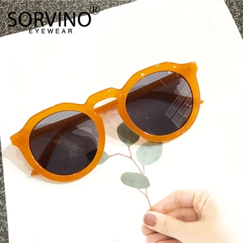 SORVINO Retro Round Cat Eye Sunglasses Women Luxury Brand 90s Designer Orange Pink Mirror Circle Cateye Sun Glasses Shades SP326 3