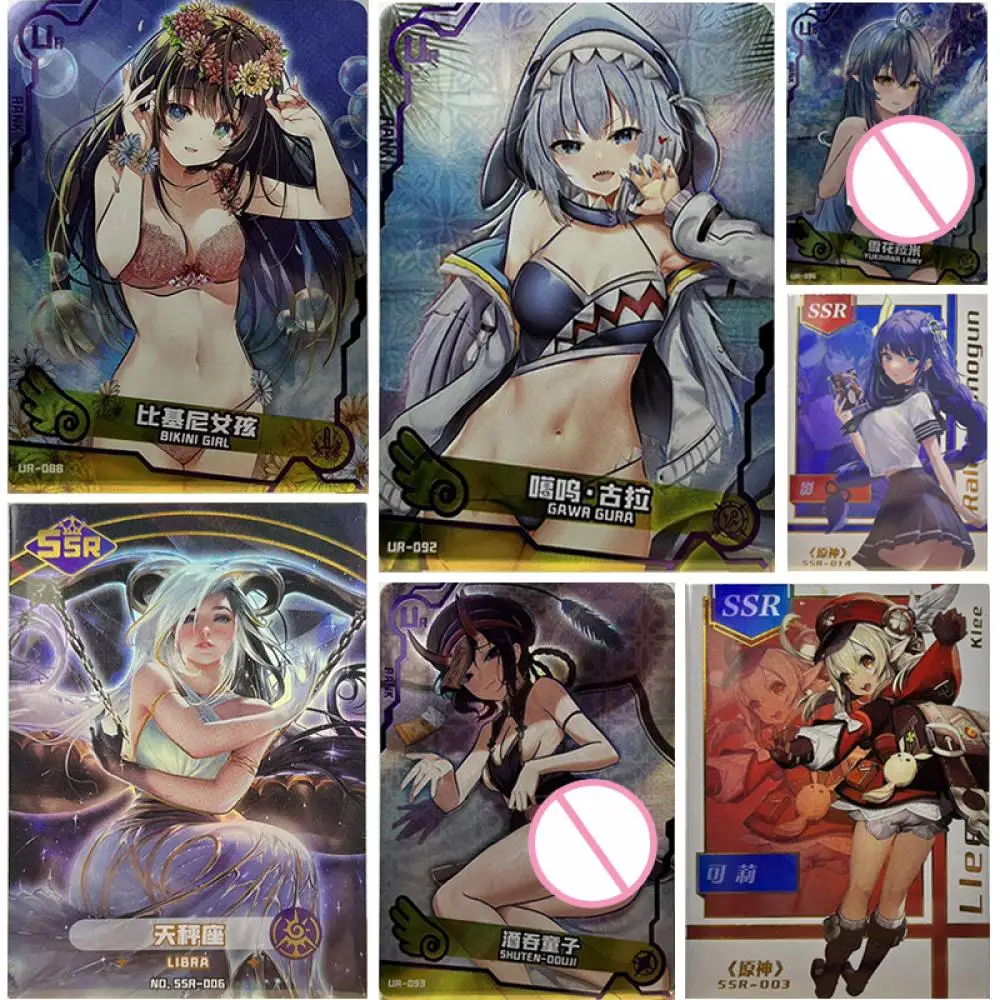 

Anime Goddess Story Shuten-Douji Gawr Gura Aerith Swimsuit girl Kson collection card Christmas birthday gift Children's toys
