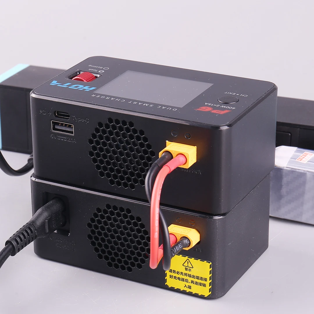 HOTA P6 Двойное интеллектуальное зарядное устройство AC240W DC600W 15A для Lipo LiIon NiMH аккумулятора с зарядкой Type-C для iPhone Samsung thumbnail 2