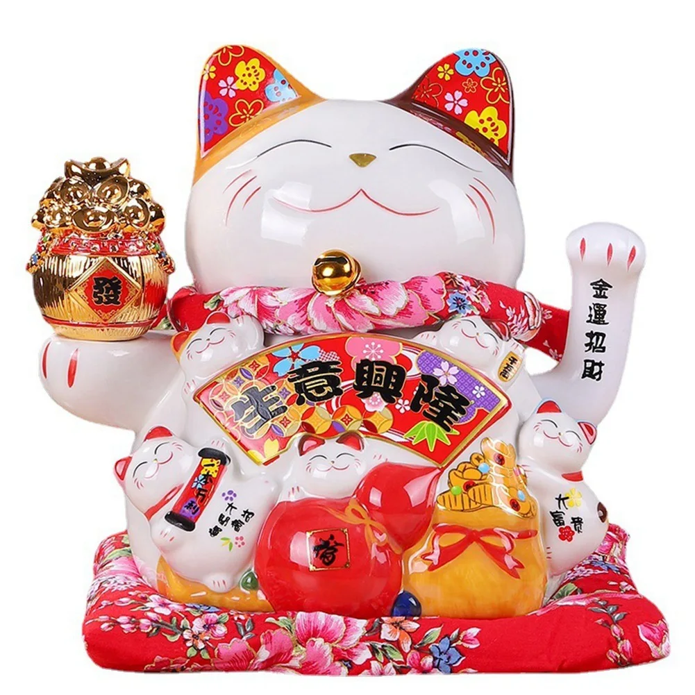 

7-дюймовый керамический манекен в виде кошки, украшение Neko, фэн-шуй, украшение, счастливый кот, B