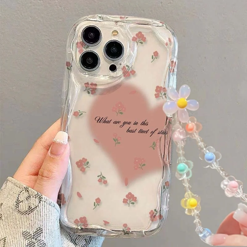 Floral Phone Case with Flower Wrist Strap and Lanyard