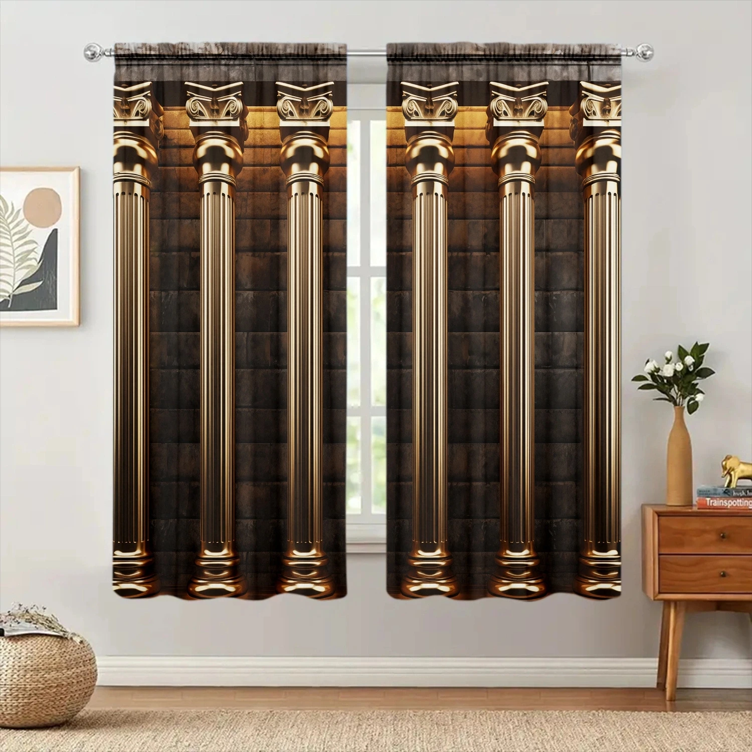 Roman Column Printed Curtain for Home Decor - Rod Pocket Window Treatment for Bedroom, Kitchen, Living Room 3