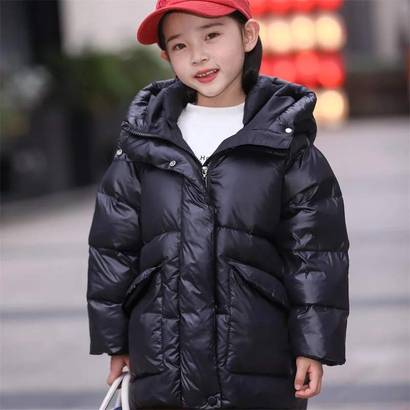 

Girls Down Coat Jacket Cotton Windbreak Outwear 2023 Loose Warm Plus Thicken Velvet Winter Skiwear School Children's Clothing