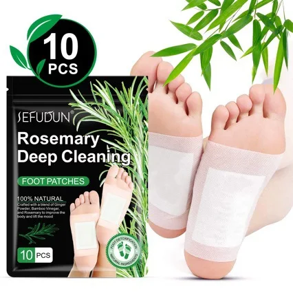 Detox Foot Patch Wormwood Bamboo Charcoal Rosemary Foot Patches Dehumidifying Body Toxins Deep Cleaning Stress Relief Care