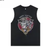 Summer Europe and The United States Retro Wash To Do Old Rock Hip Hop Round Collar Vest Printed Loose Vest Men's Cotton Casual 1