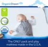 Dream Pack and Play Mattress [Dual-Sided] Firm Infant Side  Memory Foam Toddler Side  Plush 100% Organic Cover  Fits Most 4