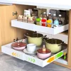 2 Pack Pull Out Cabinet Organizer 21" Deep Expandable Slide Out Drawer Organizers,No Drill Pull Out Drawers Adhesive 1