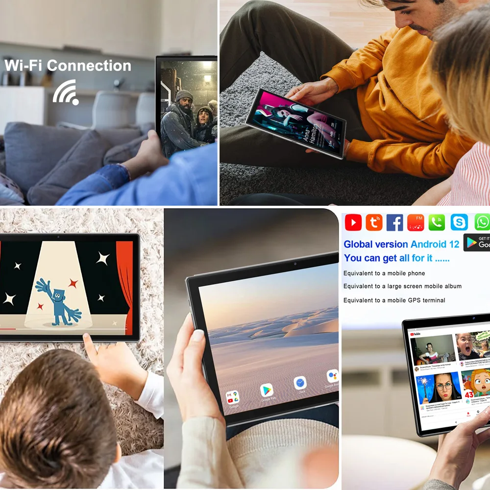 2025 New 10.1 Inch Android Tablets Octa Core 6GB RAM 128GB ROM Google Play Dual SIM WiFi 4G LTE Network AI Speed-up Tablet PC 5