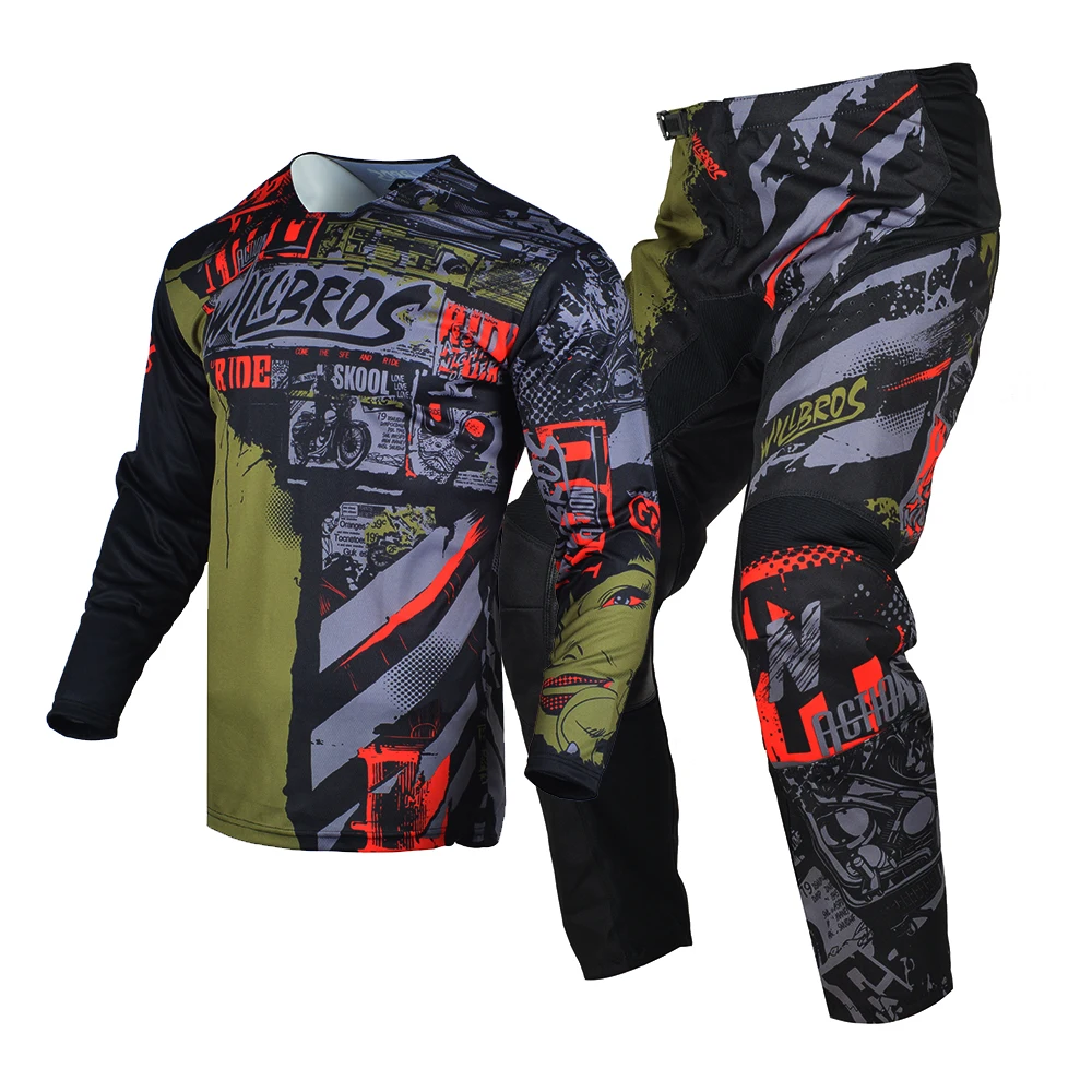 WILLBROS KINETIC Enduro Jersey Pants MX Combo DH Downhill Bike Gear Set Motocross Outfit Mountain Bicycle Off-road Suit Men Kits