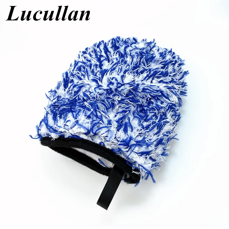 Lucullan Two-sided Microfiber Wheel Detailer Wash Glove Super Soft Long Hair Car Detailing Pocket Mitt |