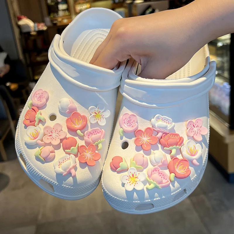 

New Arrivals Fresh Style Pink Flowers Shoe Charms Petal and branch Accessories Shoe Decoration Kids Adult Christmas Party Gifts