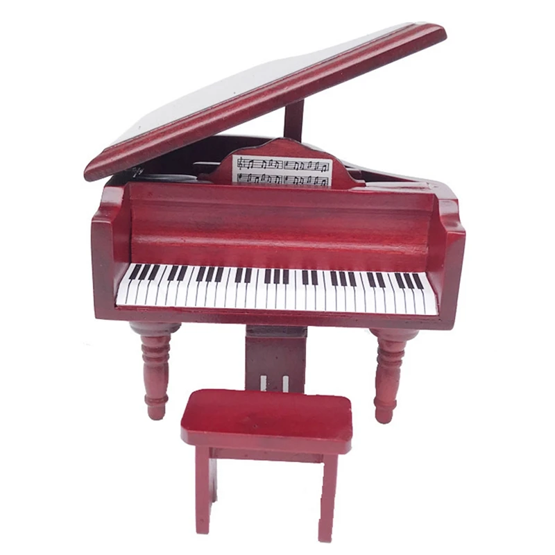 Poupée miniature piano Antique Marron avec couvercle 