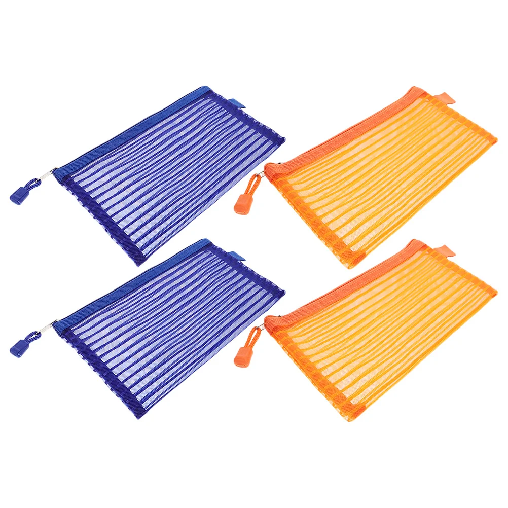 

4 Pcs File Zipper Pouch Testing Paper Bank Bags with Document Small Money Files