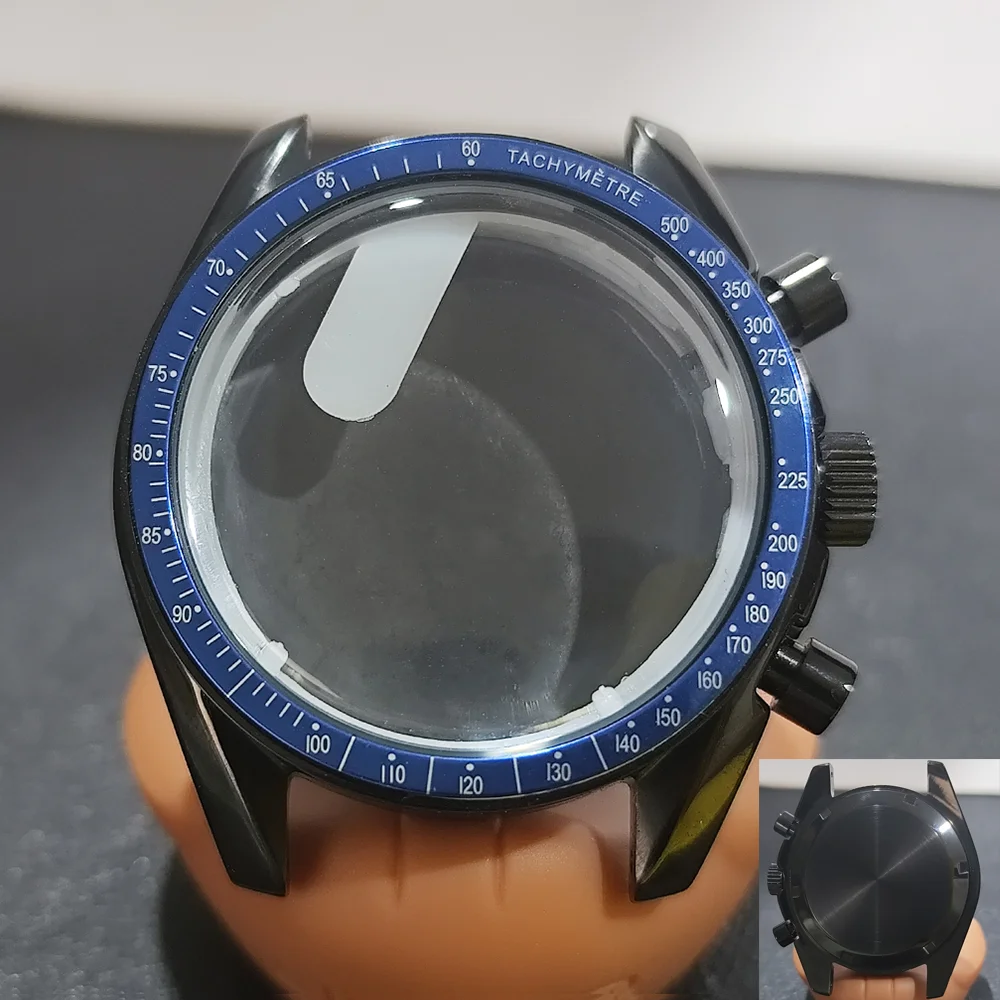Moon Phase Chronograph Watch Case - 39.7MM Stainless Steel with Moon Pattern Back
