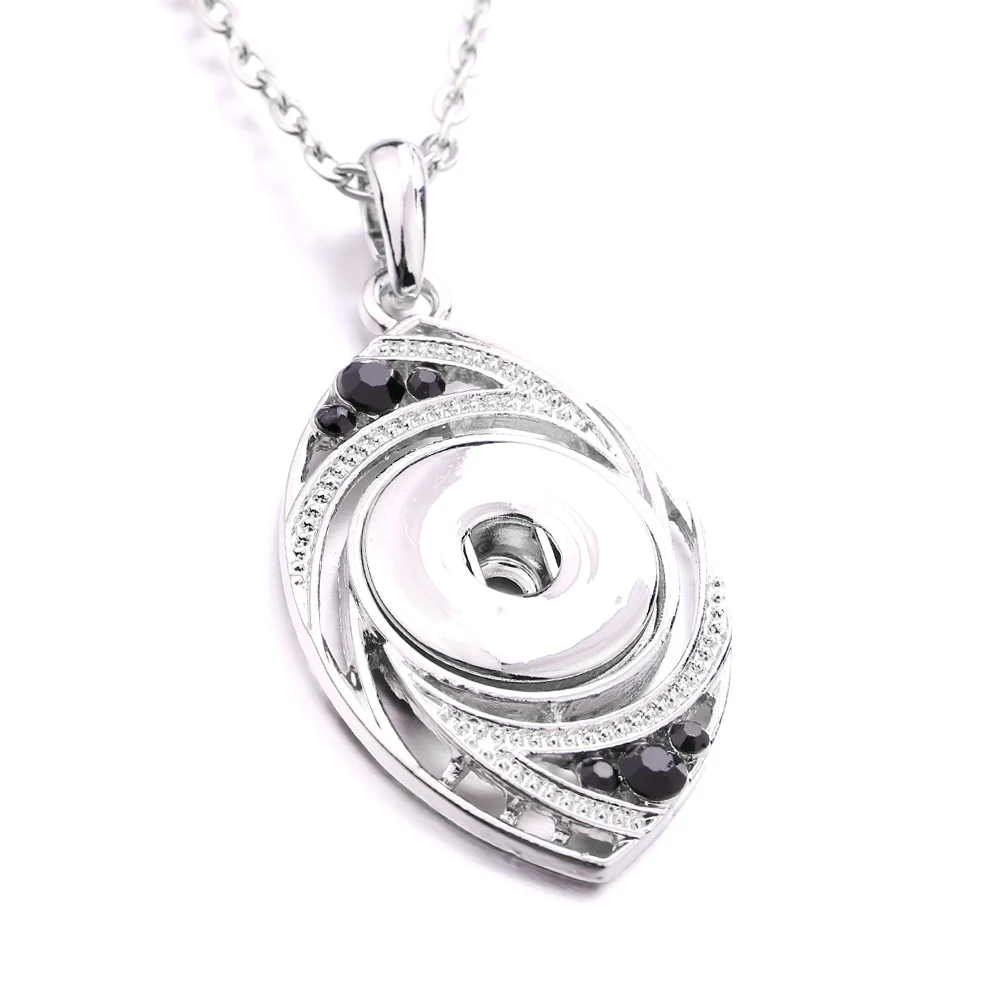 12pcs Rhinestone Angel Eye Snap Button Pendant Necklace Fit DIY 18mm Metal Snaps Buttons Jewelry For Women