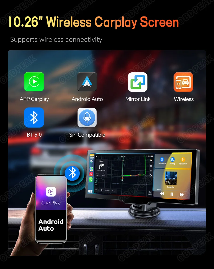 【新品】CarPlay ミラーリング Wifi 10.26インチ ディスプレイオーディオ カーオーディオ 10.26インチ 1600*600