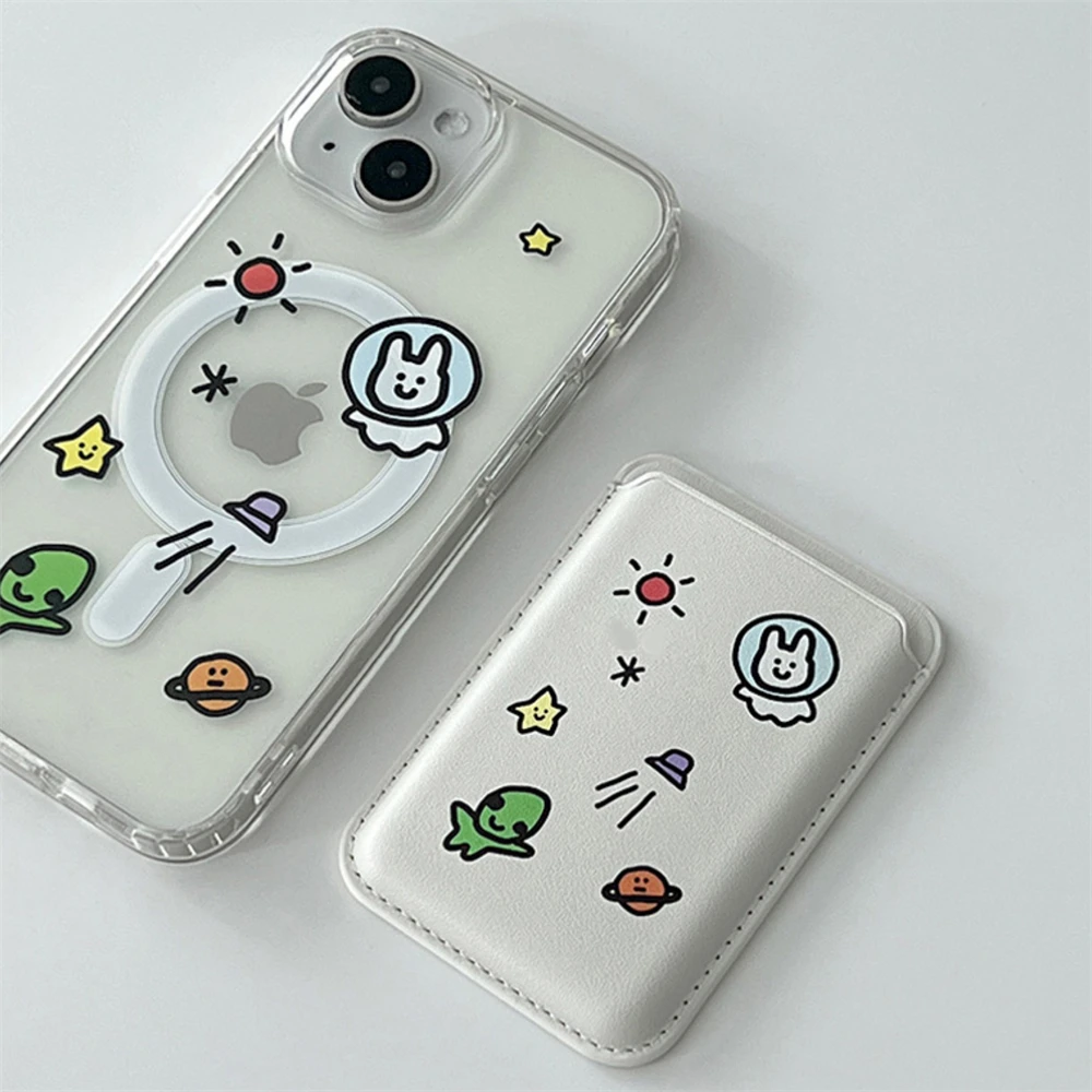 thumbnail image 1 of Korean Cartoon Rabbit Pattern For Magsafe Wireless Charge Clear Phone Case For iPhone 15 14 12 13 11 Pro Max Magnetic Soft Cover, 1 of 4