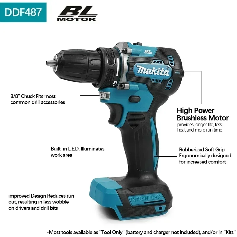 DDF487 18V Brushless Electric Drill, Suitable for Five-rope Impact Drill of Deco