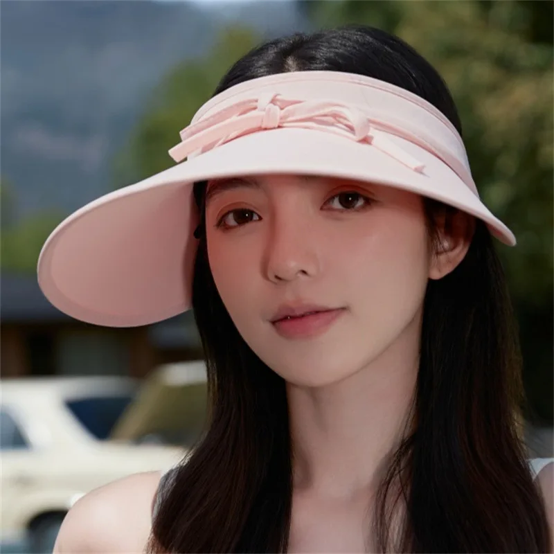 

Sun hat for women with large brim new style with hollow top ribbon and bowknot summer hat sun hat for outing sun hat to shade