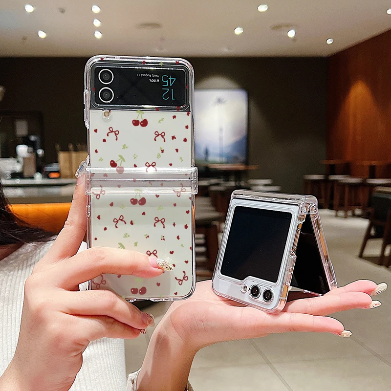 Cute Large Cherry Print Hard Folding Clear Phone Case Cover