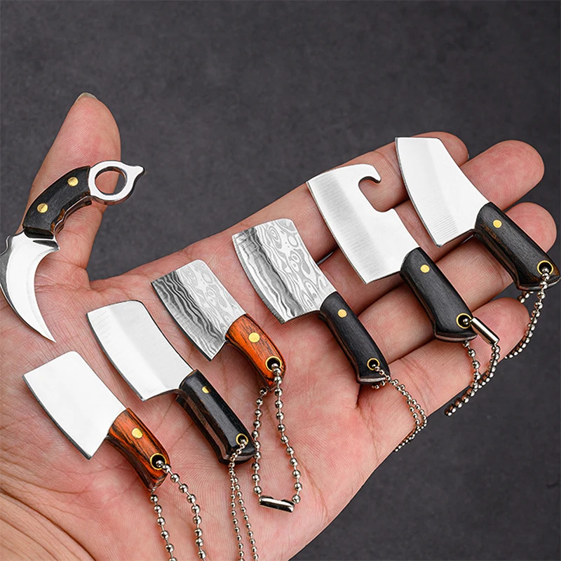 1Pc Portable Kitchen Knife Keychain Stainless Steel Knife Keyrings Holder Mini Pocket Key Chains Outdoor Camping Supplies kitchen knives