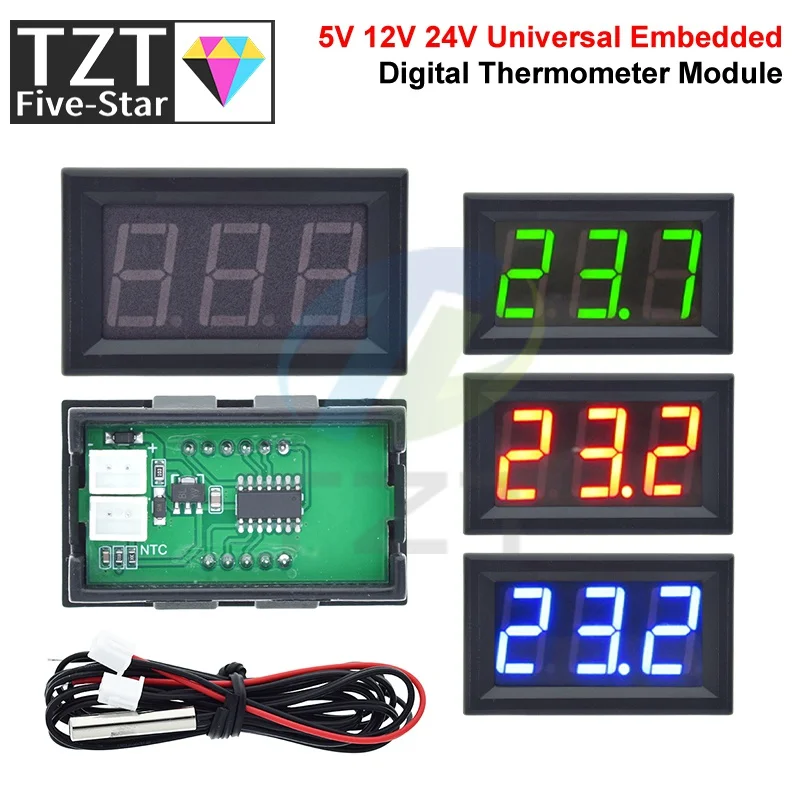 DC 4,5-30V Mini Digitales LED-Thermometer für Auto-Temperaturüberwachung Panelmeter Messbereich -50-110°C Mit Temperaturfühler
