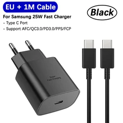 25W Super Fast Charging USB - C Wall Adapter - Black - EU With Cable