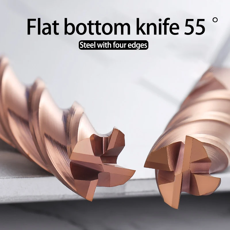 Carbide end mill KaKarot HRC55 1 2 4 5 6 8 10 12mm 4Flutes Milling Cutter Cutting Iron CNC Maching