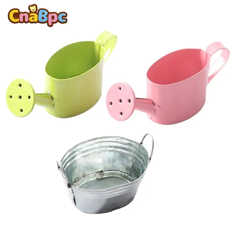 

1:12 Dollhouse Miniature Iron Bucket Kettle Watering Pot Mini Garden Tool Model DIY Doll House Decor For Kids Pretend Play Toy