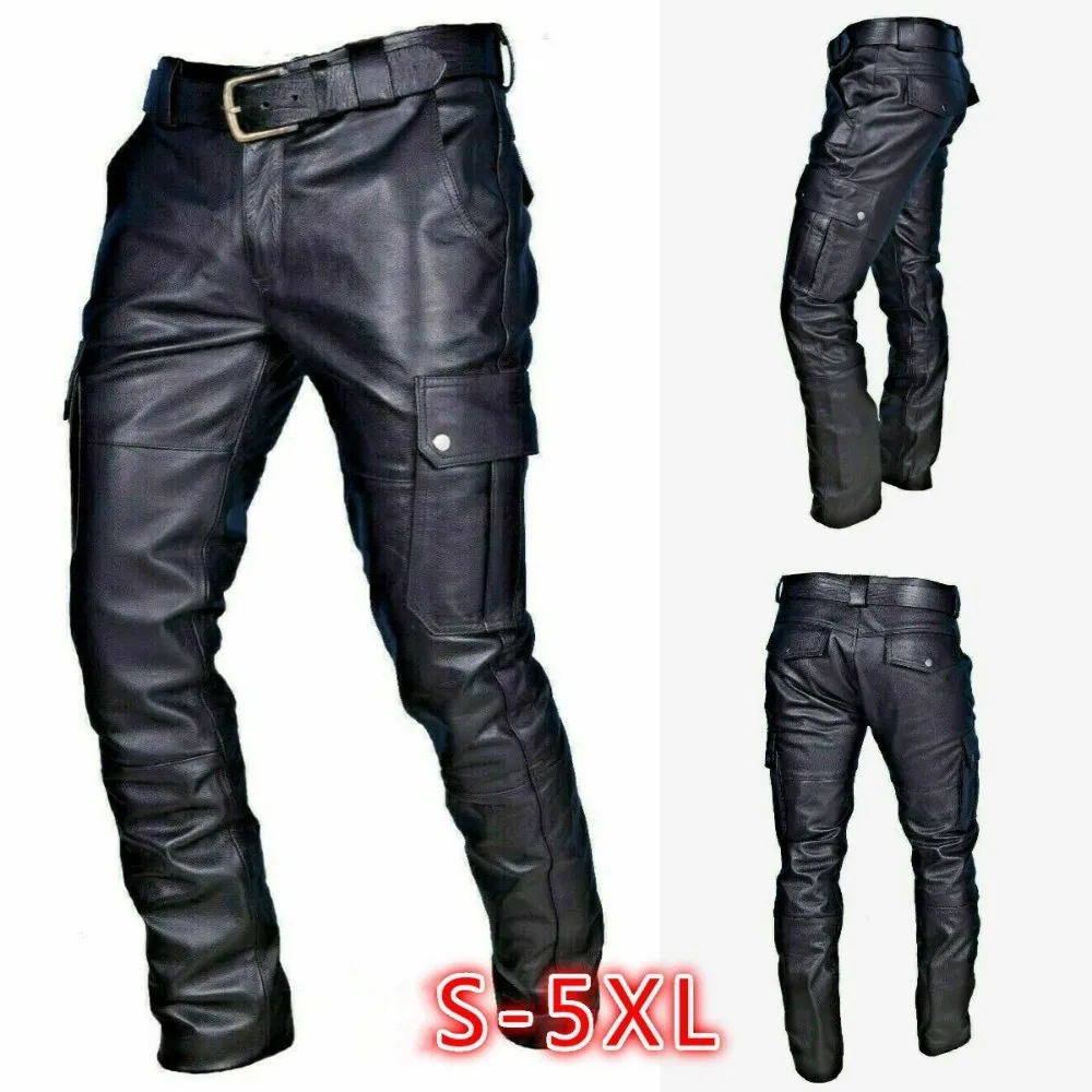 

New Hot-selling PU Lace-up Casual Leather Trousers