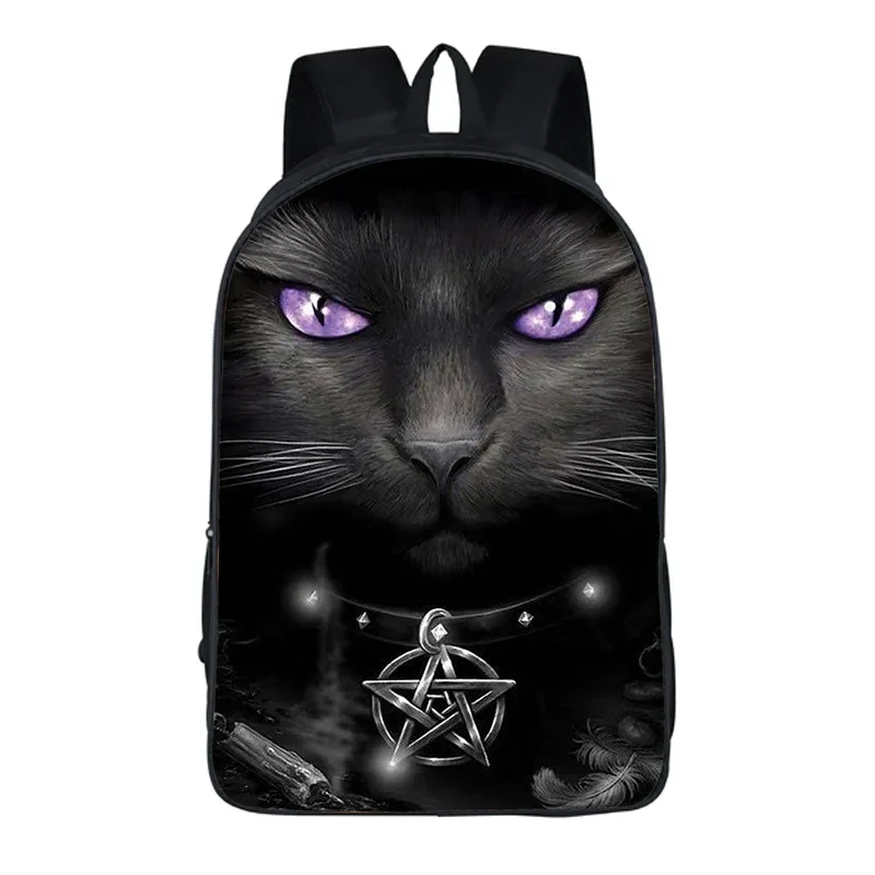

Cartoon Gothic Style Cat Printed Backpack Women Men Comfortable Casual Travel Rucksacks Teenager Boys Girls Storage School Bags