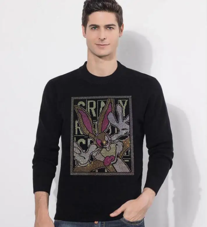 

Brand Men's Designer Rhinestone pullover Sweatshirt Men's Top Solid Color Male drop shipping