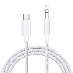 Premium USB - C to 3.5mm Male AUX Audio Cable - Nylon Braided Adapter for Car Speakers and Headphones (1M)